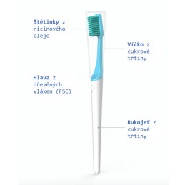 Zubní kartáček tvrdosti ultra soft v růžové barvě vyrobený z rostlin TIO