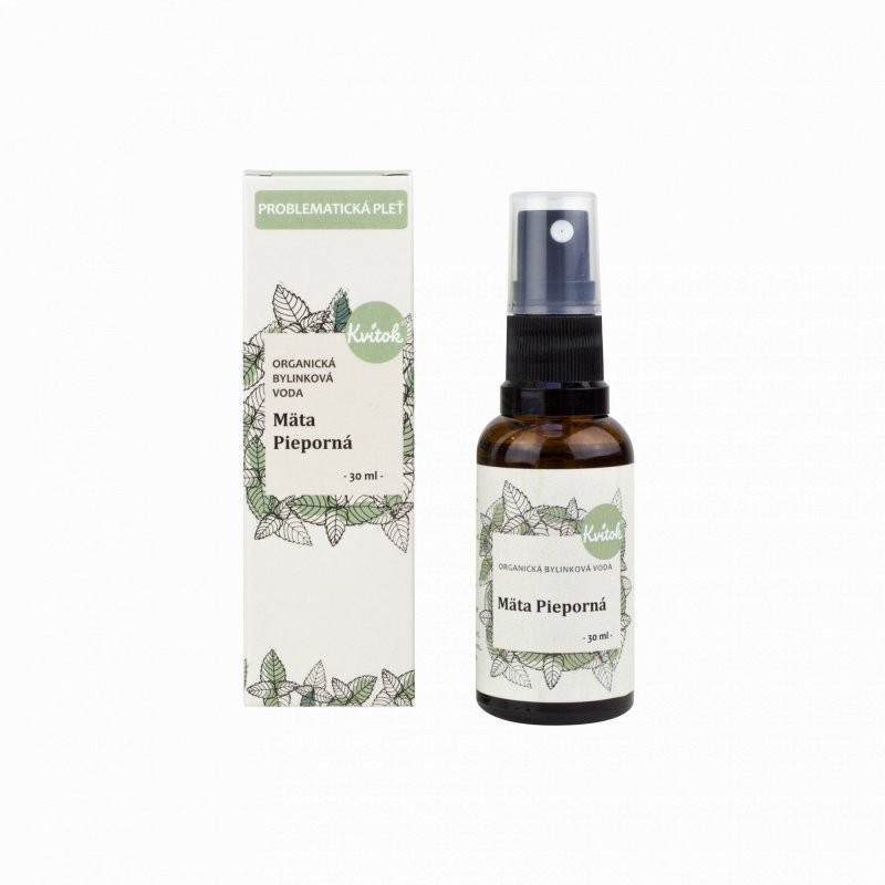 Bylinková voda máta peprná s rozprašovačem BIO Kvitok - 30 ml Bylinková voda máta peprná s rozprašovačem BIO Kvitok - 30 ml