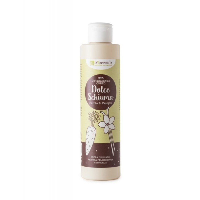 Jemný čisticí sprchový gel s mrkví a vanilkou BIO laSaponaria - 200 ml