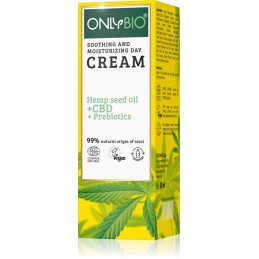 Zklidňující denní krém pro citlivou pleť s konopím a CBD OnlyBio - 50 ml