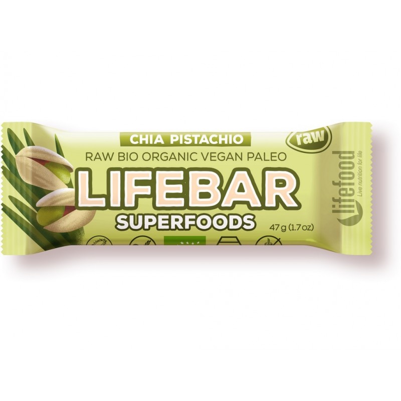 Tyčinka Lifebar superfoods s chia a pistáciemi Lifefood BIO - 47 g