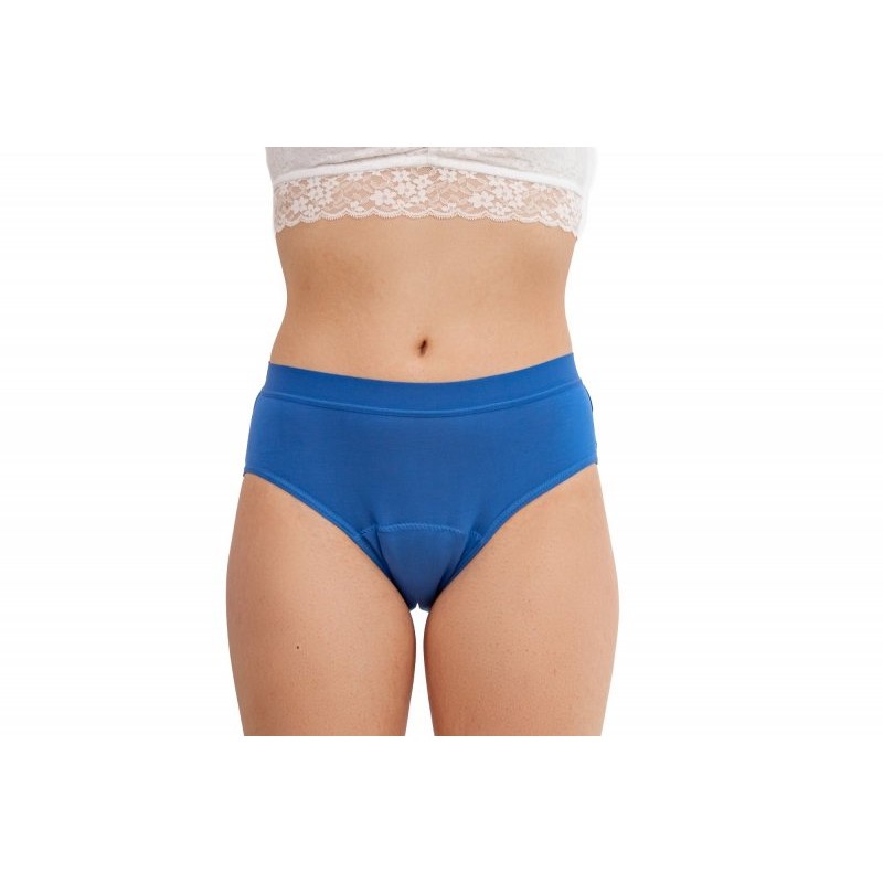 Menstruační kalhotky střední a slabá menstruace (S) modré "Bikiny" Pinke Welle